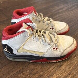 Air Jordan Flight Mid-Top Basketball Shoes White/Red Size 5.5 Y